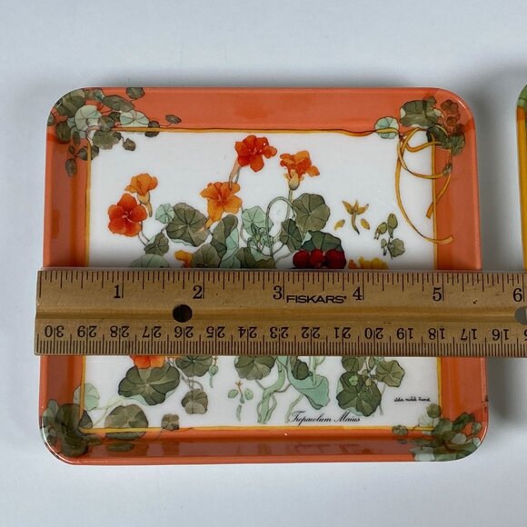 Set of 2 Mebel Melamine Botanical Floral Trays Snack Trinket Made in Italy - Picture 9 of 12
